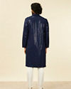 alt message - Manyavar Men Dark Blue Chikankari Kurta Set image number 5